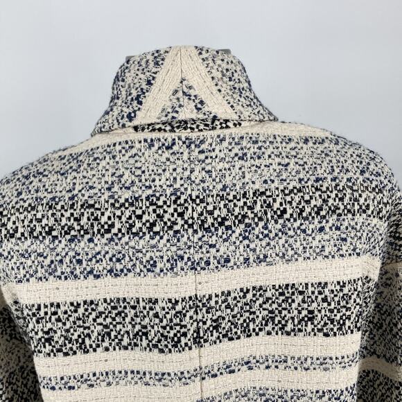 Suzie Winkle Paris Womens Cream Blue Black Striped Jacket Blazer Size 38 - Picture 8 of 16